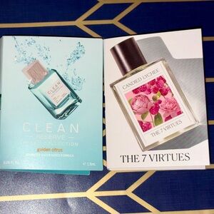 2-Perfume Samples: 7 Virtues CANDIED LYCHEE & Clean Reserve H2Eau GOLDEN CITRUS